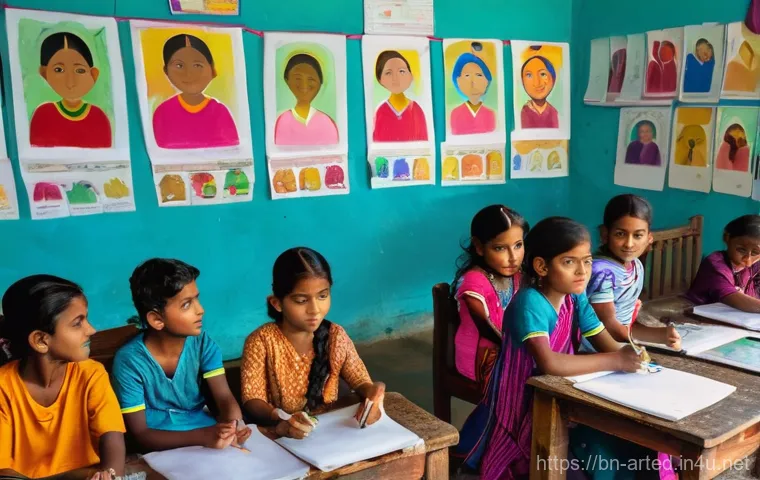 미술교육사 연봉과 복지 비교 - **Prompt:** "A vibrant and cheerful art classroom scene in Bangladesh, bathed in natural light. A ki...