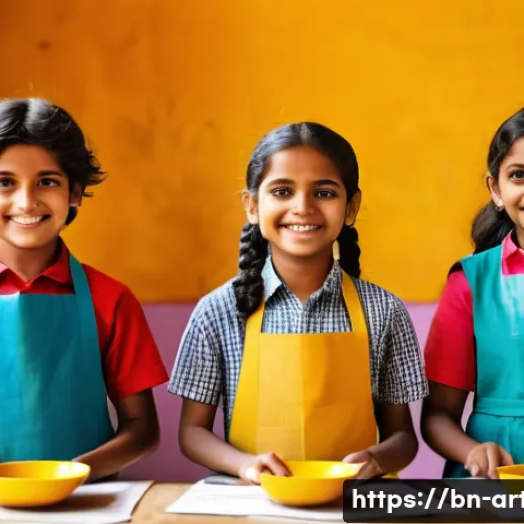 미술교육사와 예술 교육 철학 - A vibrant classroom scene featuring Bengali children wearing casual clothing and colorful aprons, en...